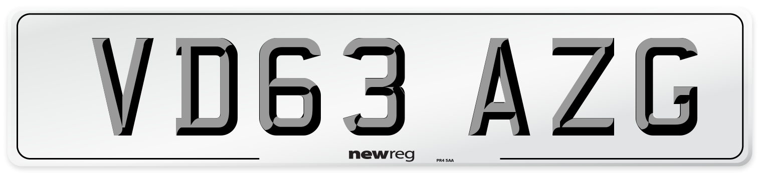 VD63 AZG Number Plate from New Reg